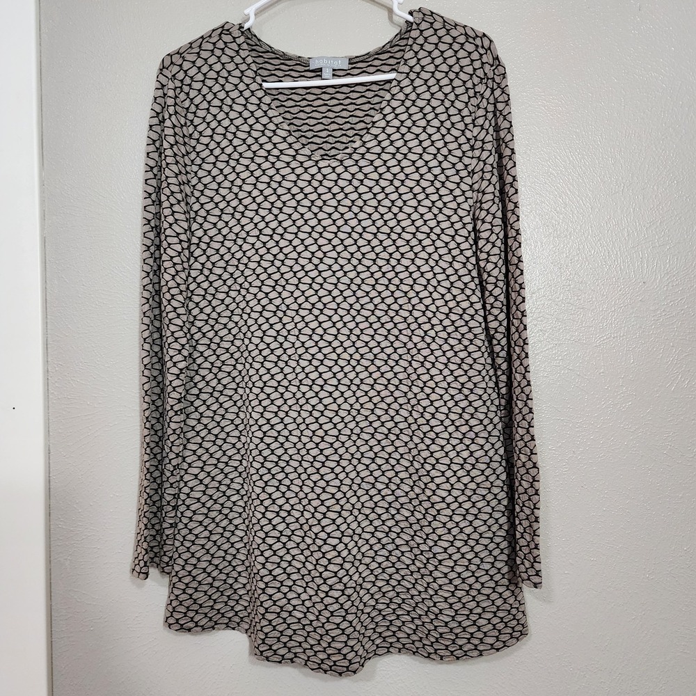 Habitat Shirt Women's Size Small Geometric Textured Tunic Relaxed Lagenlook